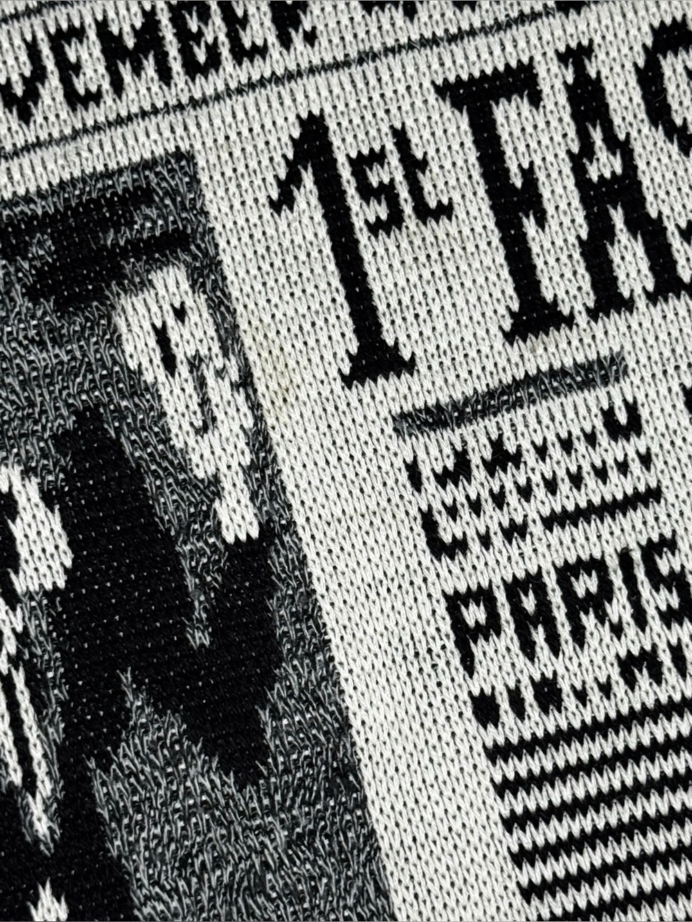 Newspaper Print 80s Vintage Fall Sweater - Picture 7 of 8